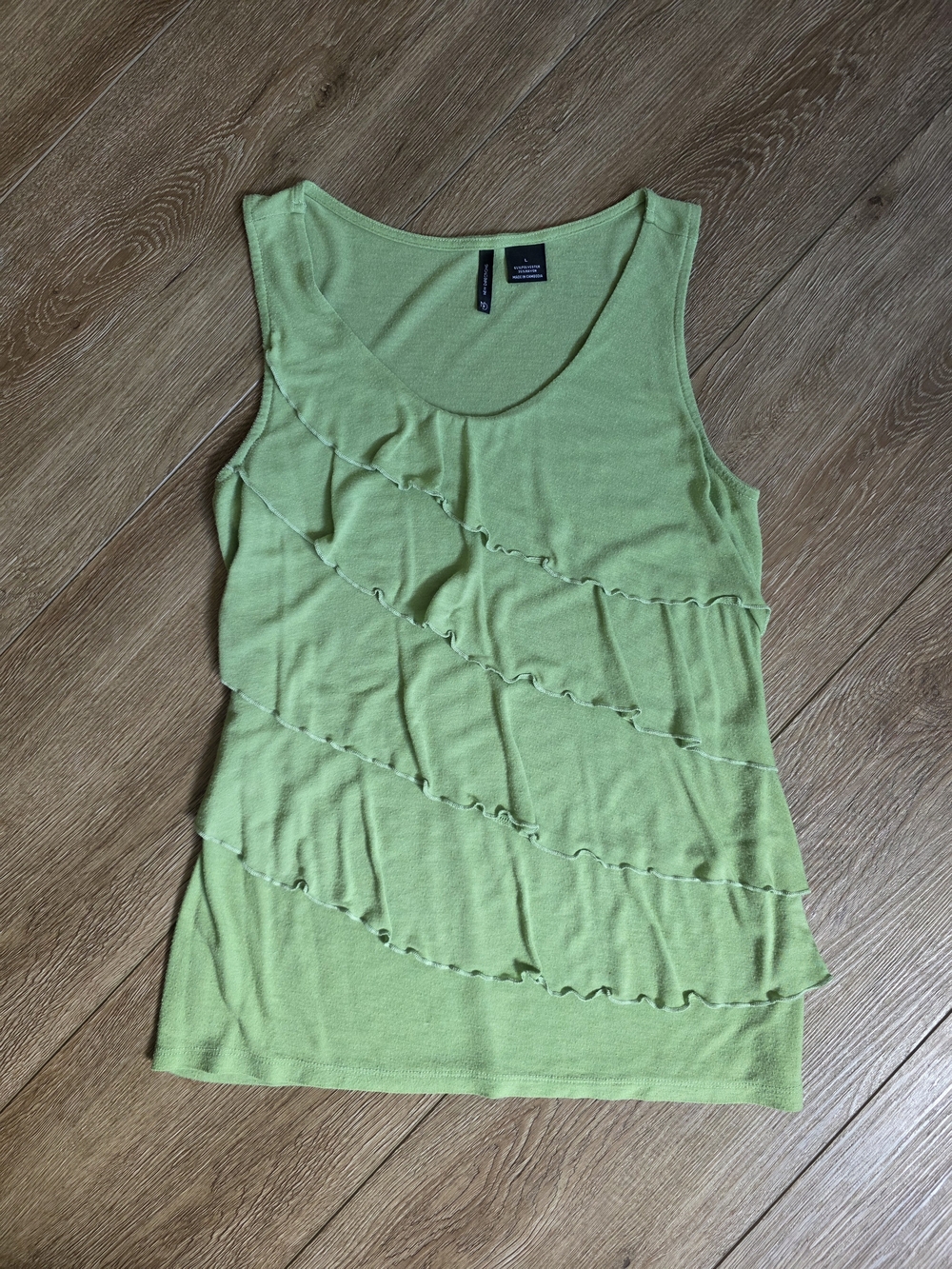 new directions Lime Green Ruffle Tank Top